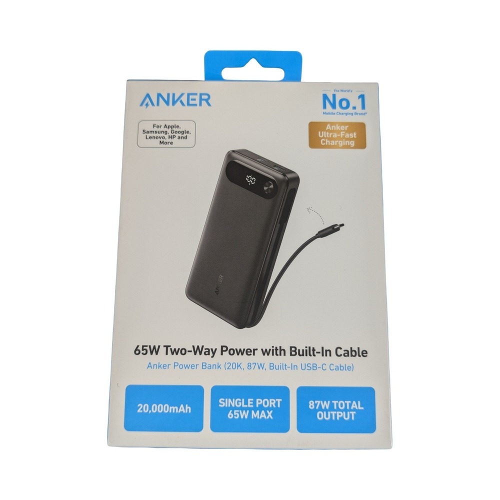 Pp7U Anker 65W Two-Way Power Bank with Built-In Cable – 20,000mAh 87w Total Outp